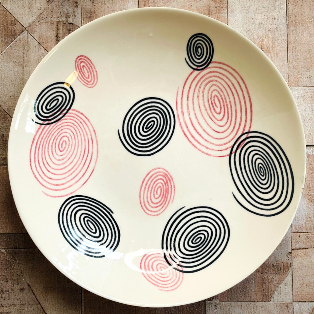 Homer Laughlin Dura Print Pasta Bowl Swirls Soup Serving HLC4079 Vintage 8" MCM